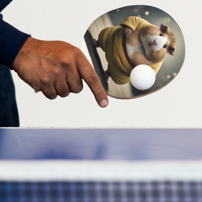 "Sumo Squeakdown: The Mighty Guinea Pig Wrestler" Ping Pong Paddle (Insitu)