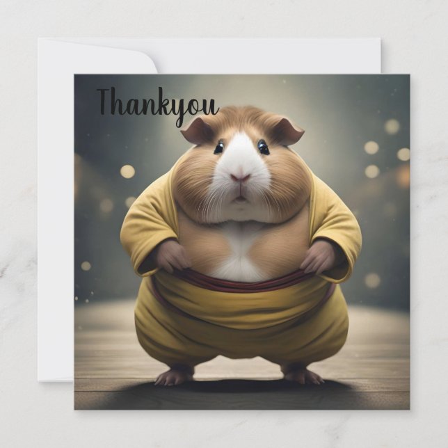 "Sumo Squeakdown: The Mighty Guinea Pig Wrestler" Thank You Card (Front)