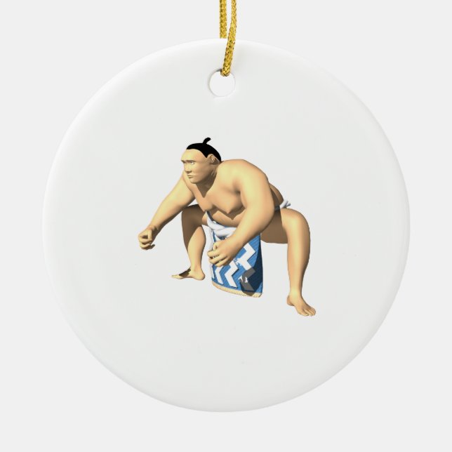 Sumo Wrestler 3 Ceramic Tree Decoration (Front)