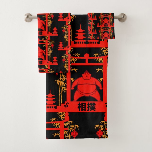 Sumo Wrestler Bath Towel Set (Insitu)