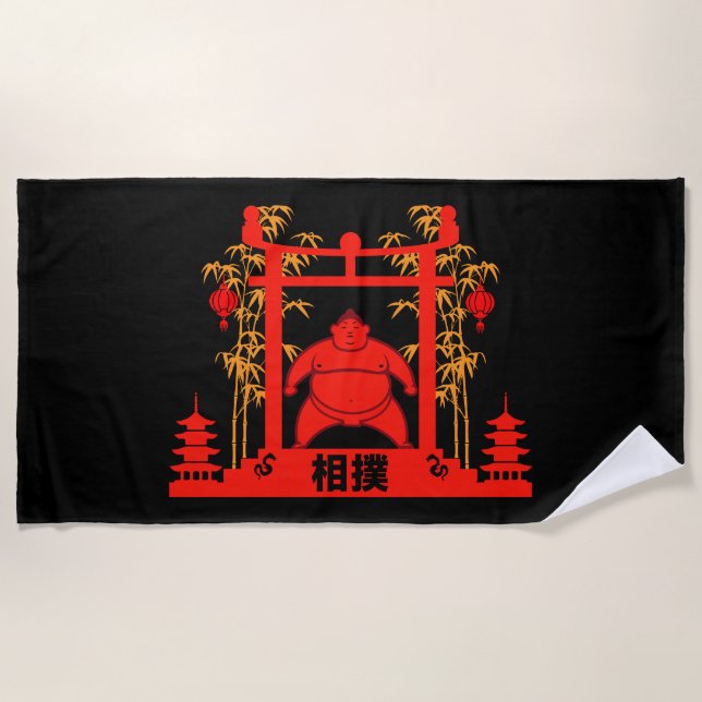 Sumo Wrestler Beach Towel (Front)