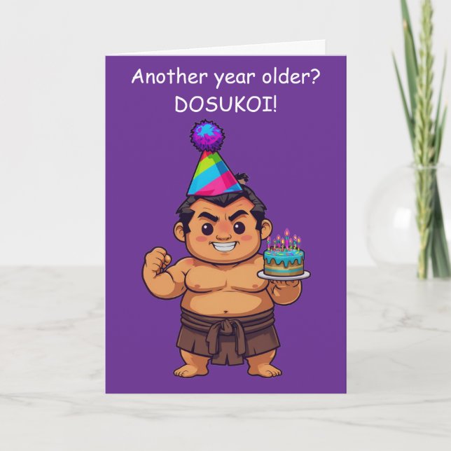 Sumo Wrestler Birthday Dosukoi Greeting Card (Front)