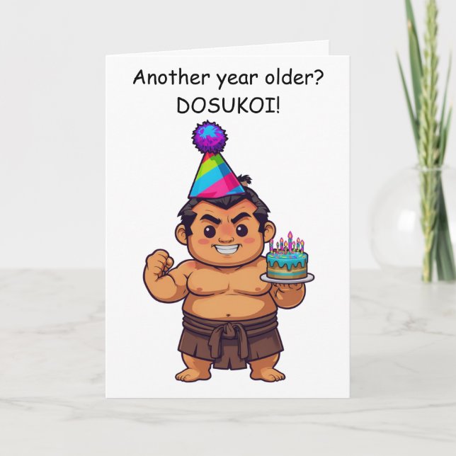 Sumo Wrestler Birthday Dosukoi Greeting Card (Front)