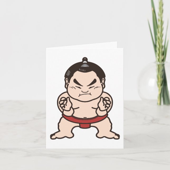 Sumo Wrestler Cartoon Japan Japanese Wrestling Card (Front)
