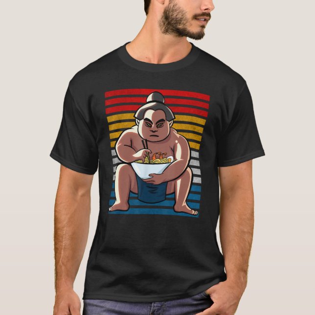 Sumo Wrestler Champion Eating spicy noodles with p T-Shirt (Front)