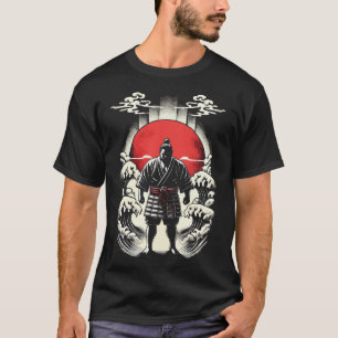 Sumo Wrestler In Red Moon, Japanese Anime Tattoo T-Shirt