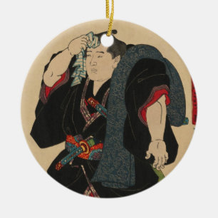 Sumo Wrestler Somagahana Fuchiemon Ceramic Tree Decoration