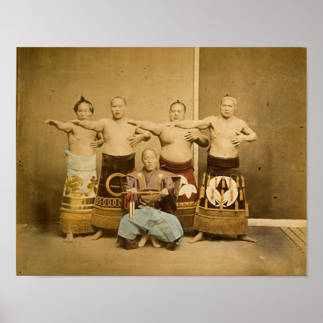 Sumo Wrestlers Japan Antique Photograph 1877 Poster (Front)