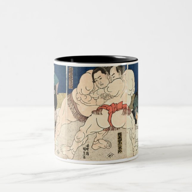 Sumo Wrestling 1860 Two-Tone Coffee Mug (Center)