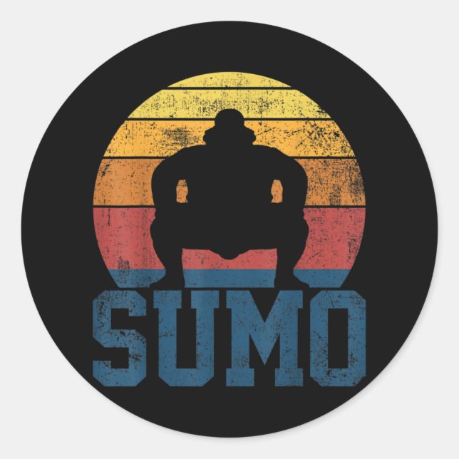 Sumo Wrestling Sumo Wrestler Vintage Classic Round Sticker (Front)