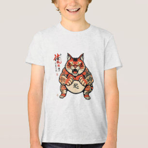 Sumorai cat in a fighting position funny T-Shirt Tri-Blend Shirt
