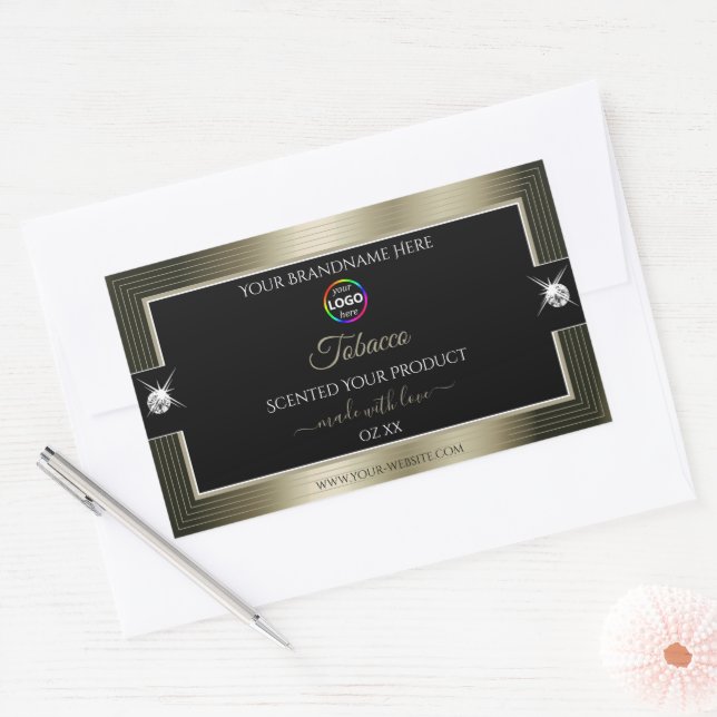 Sumptuous Black Shiny Platinum Logo Product Label (Envelope)