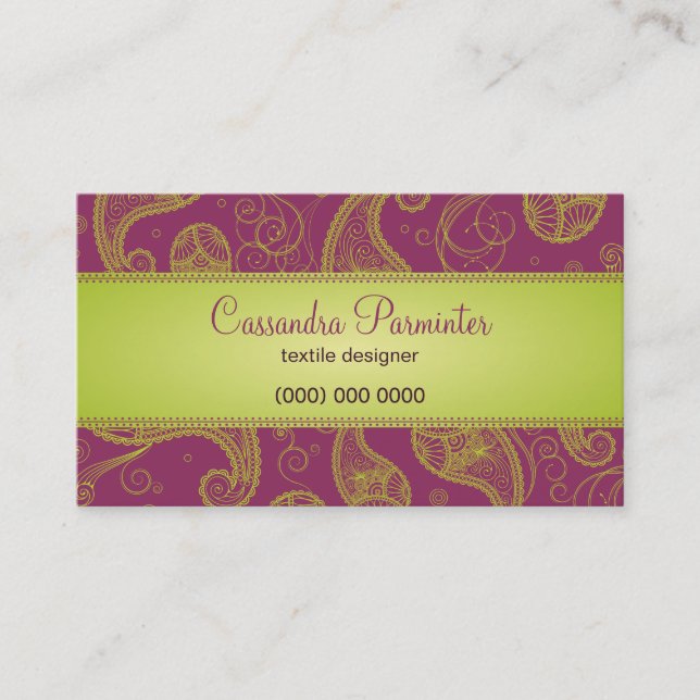Sumptuous Paisley Business Card (Front)