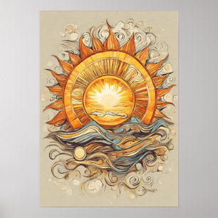 Sun Above Us Sun Illustration Print, Poster