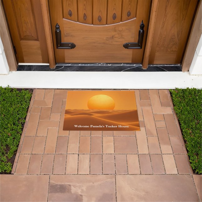 Sun Abstract Amber Modern Minimalist Doormat (Outdoor)
