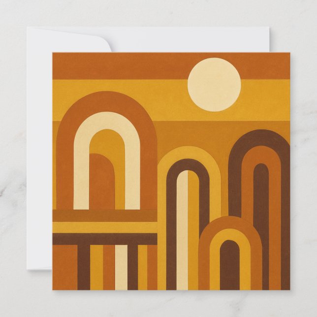 Sun and Arches Mid Century Modern Geometric Design Invitation (Front)