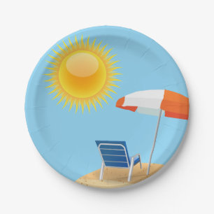 Sun and Beach Umbrella Paper Plate