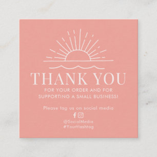 Sun and Beach Wave Modern Thank You For Your Order Square Business Card