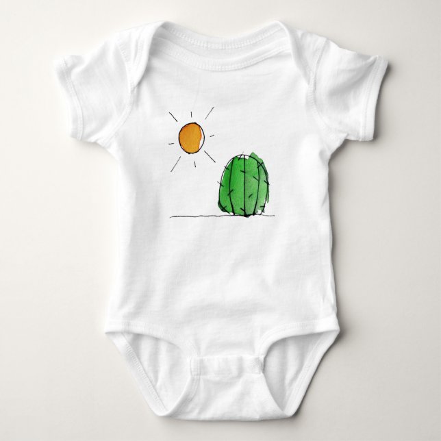 Sun and Cactus Watercolor Baby Jersey Bodysuit (Front)