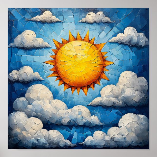 Sun and Clouds Mosaic Wall Art (Front)