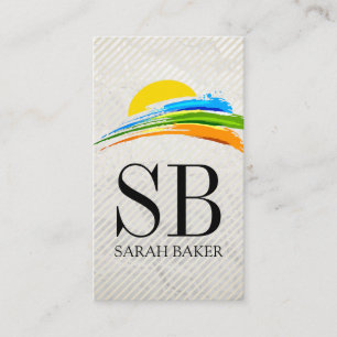 Sun and Coloured Paint Brush Business Card