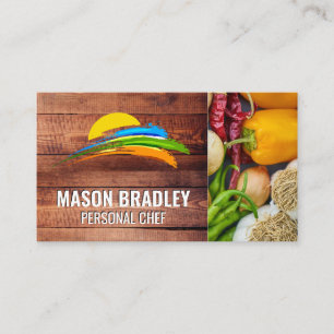 Sun and Coloured Paint Brush Produce Vegetables Business Card