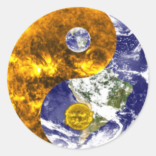 sun and earth yin yang stickers