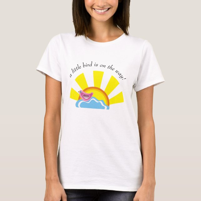 Sun and little bird on the cloud Baby Shower T-Shirt (Front)