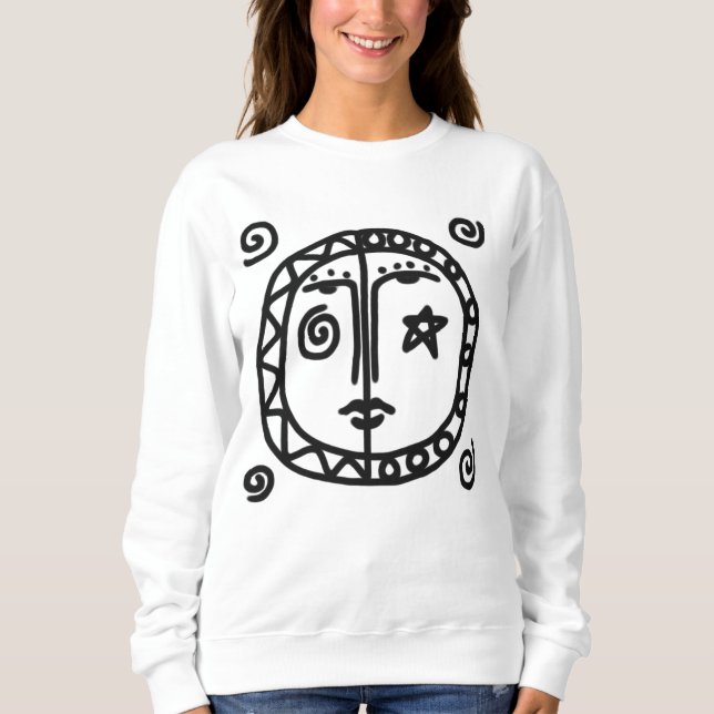 Sun and Moon Abstract Wearable Art Sweatshirt (Front)