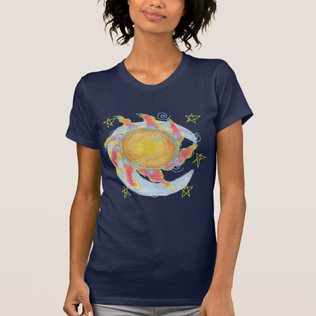Sun and Moon Abstract Wearable Art T-Shirt (Front)