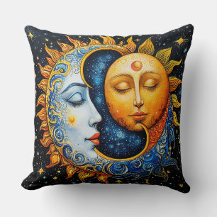 Sun and Moon Artistic Illustration Cushion