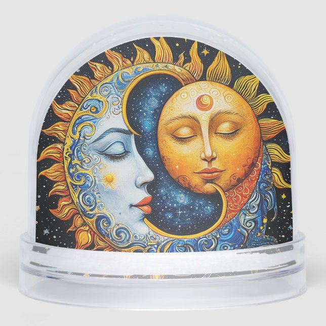 Sun and Moon Artistic Illustration Snowglobe (Front)