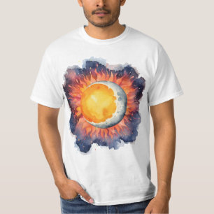 Sun and Moon Boho Style Bold Water colour T-Shirt