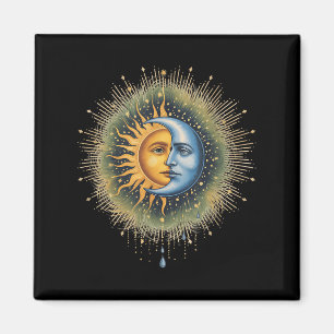 Sun And Moon Celestial Boho Mystical Hippie 90s Magnet