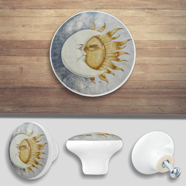 Sun and Moon Celestial Design Ceramic Knob (Creator Uploaded)