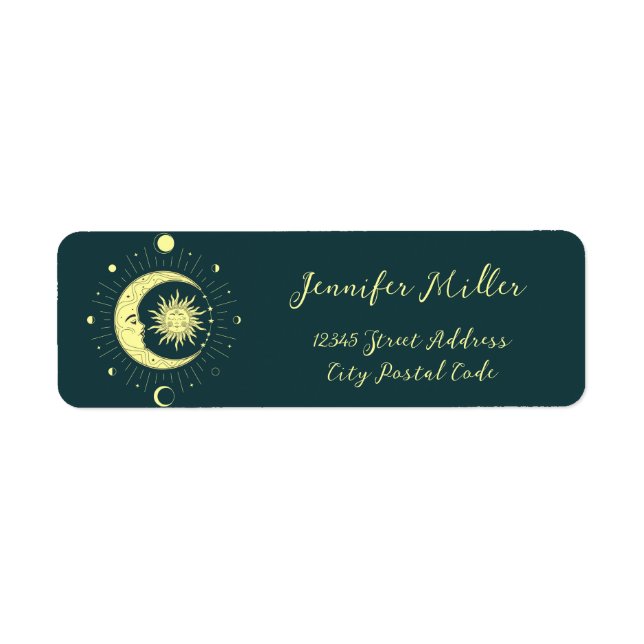 Sun and moon celestial design with moon phases (Front)