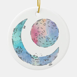Sun and Moon Ceramic Tree Decoration