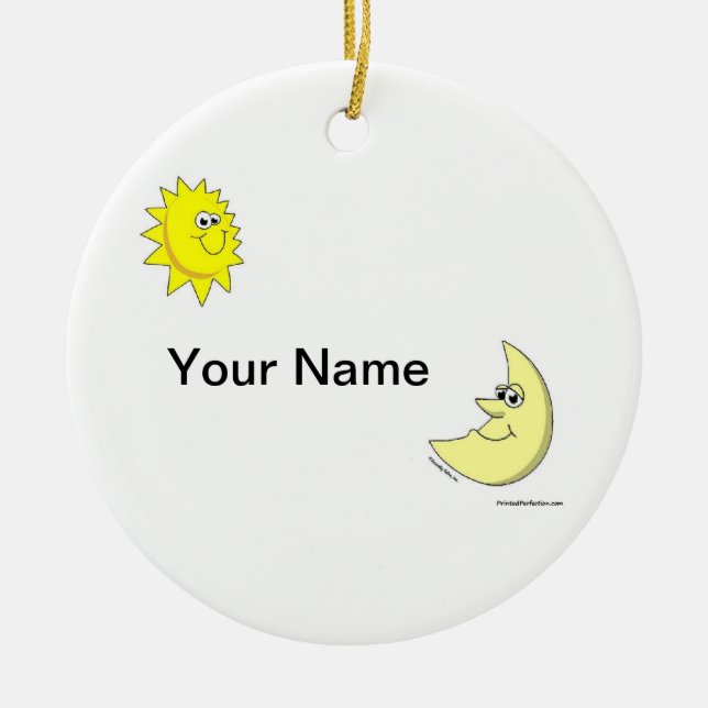Sun and Moon Ceramic Tree Decoration (Front)
