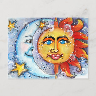 Sun and Moon Design Postcard