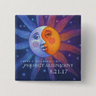 Sun and Moon Eclipse Perfect Alignment 15 Cm Square Badge