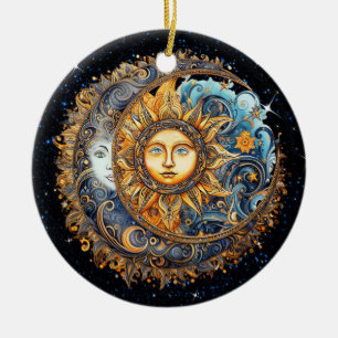 Sun and Moon Galaxy Ceramic Tree Decoration