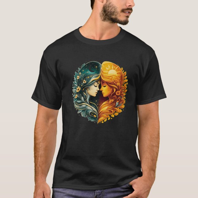 Sun and Moon Harmony Luxury Art T-Shirt (Front)