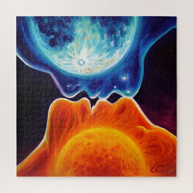 Sun and moon kiss  jigsaw puzzle (Vertical)