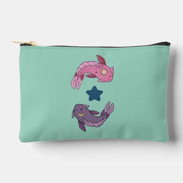 Sun and Moon Koi Fish | Celestial Pisces Art Accessory Pouch (Front)