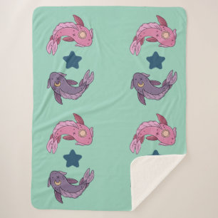 Sun and Moon Koi Fish   Celestial Pisces Art Sherpa Blanket