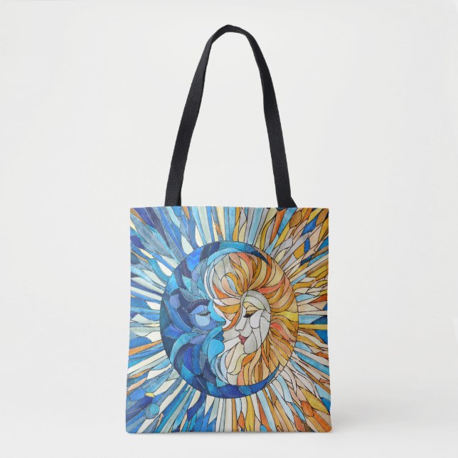 Sun and Moon Mosaic Art Tote Bag (Front)