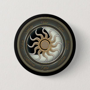 Sun and Moon Pagan Wheel 6 Cm Round Badge