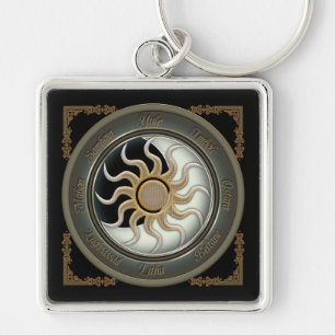Sun and Moon Pagan Wheel Key Ring