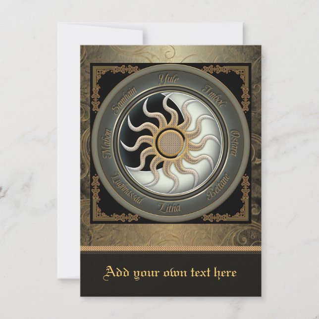Sun and Moon Pagan Wheel Medium Invitation (Front)