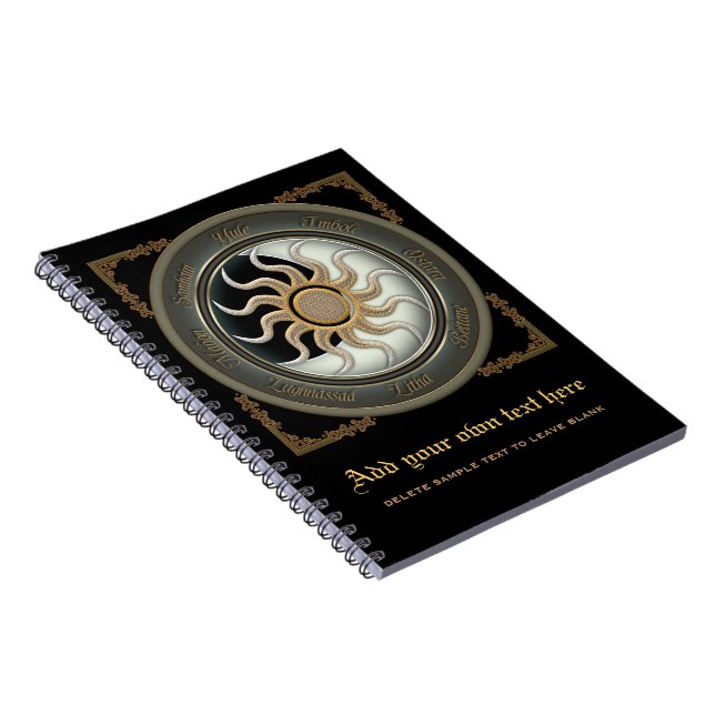 Sun and Moon Pagan Wheel Spiral Notebook (Right Side)